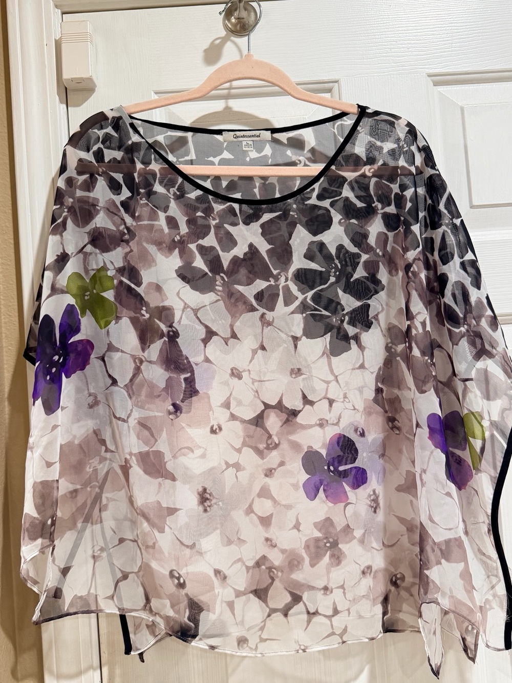 Quintessential Sheer Floral Tunic - Purple/Black